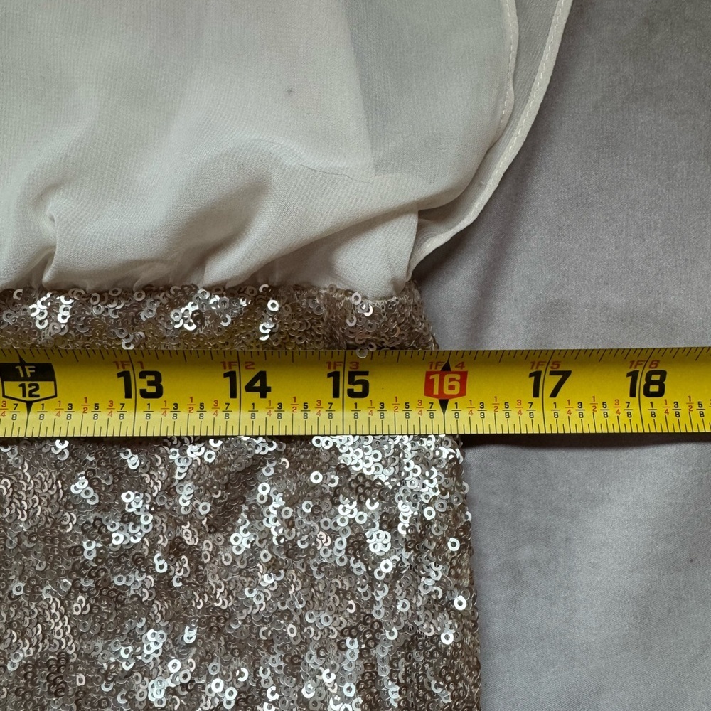 Aiden Mattox Cocktail Dress NWT Champagne Chiffon Top Sequin Skirt 4 Party Event - Picture 15 of 16
